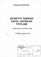 Adabiyot fanidan savol-javoblar to'plami