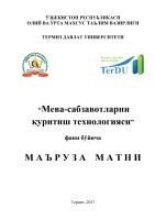 Meva sabzavotlarni qurutish texnologiyasi