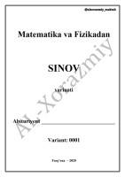 Matematika va Fizika Fanlari yuzasidan I-Online test