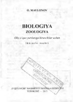 Biologiya. Zoologiya : oliy o'quv yurtlariga kiruvchilar uchun