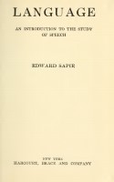 Language, an introduction to the study of speech
