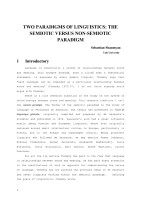 TWO PARADIGMS OF LINGUISTICS: THE         SEMIOTIC VERSUS NON-SEMIOTIC PARADIGM