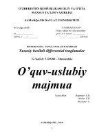 Xususiy hosilali differensial tenglamalar