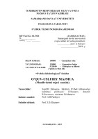 ЎЗБЕКИСТОН РЕСПУБЛИКАСИ ОЛИЙ ВА ЎРТА МАХСУС ТАЪЛИМ ВАЗИРЛИГИ