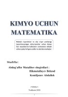 __KIMYO UCHUN MATEMATIKA