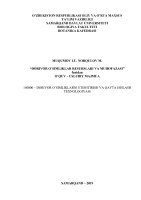 O’ZBEKISTON RESPUBLIKASI OLIY VA O’RTA MAXSUS